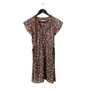 American Eagle Outfitters Grey Purple‎ Floral Ruffle Mini Dress